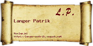 Langer Patrik névjegykártya